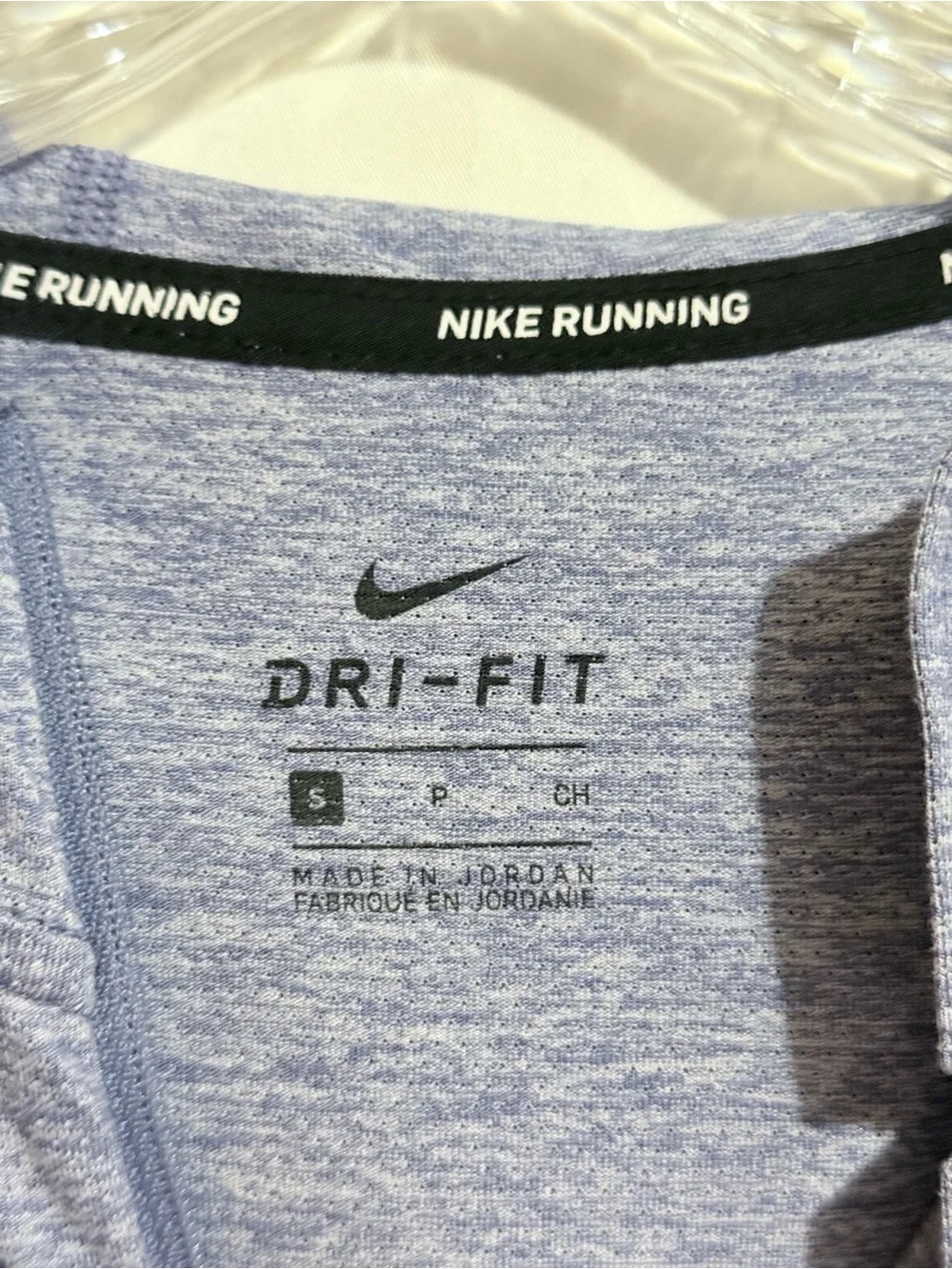 Nike Dri-FIT Women’s S Blue Heather Zip Hooded Long Sleeve Cropped Running Top